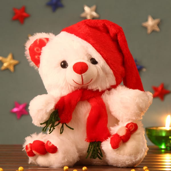 Adorable White Teddy with Red Cap