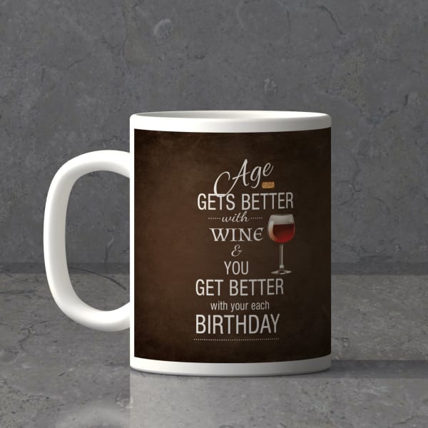 Age Gets Better with Wine Personalized Birthday Mug