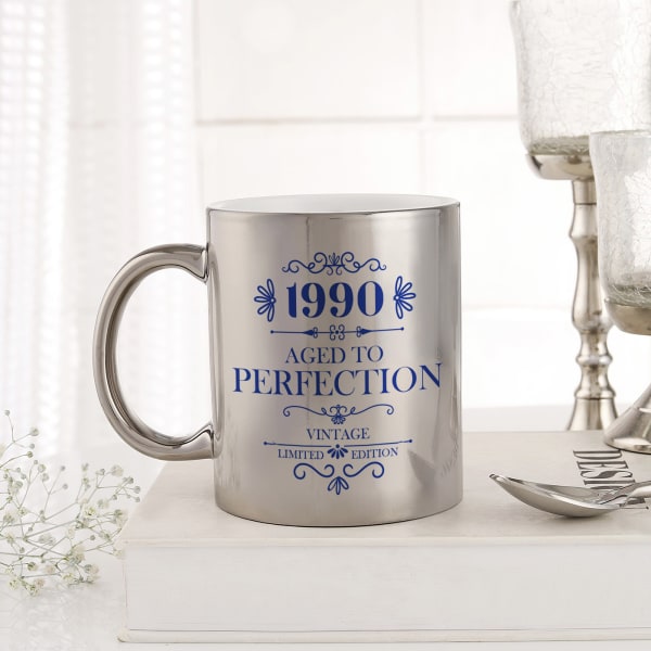Aged To Perfection Personalized Metallic Mug - Silver