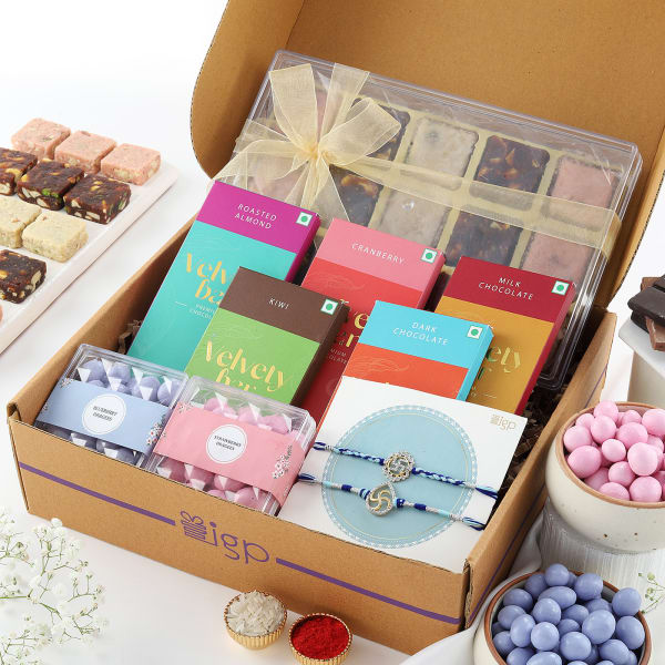 All-inclusive Set of 2 CZ Rakhi Hamper