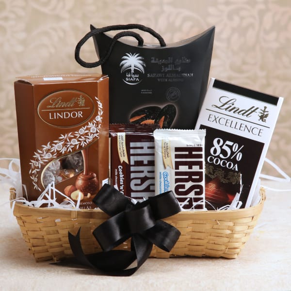 Almond Dates with Hersheys & Lindt Chocolate in a Basket