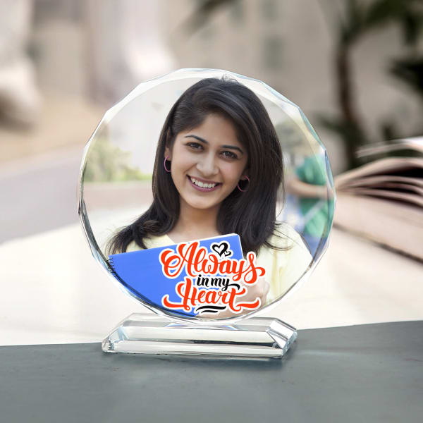 Always in My Heart Personalized Round Crystal