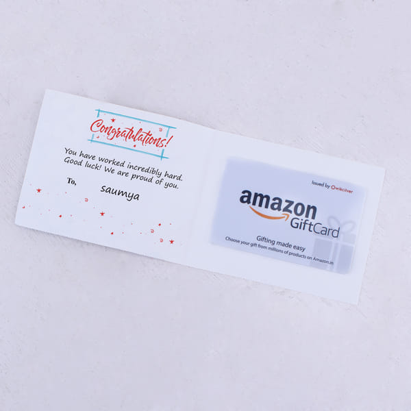 Amazon 500 INR Personalised Best Wishes Gift Card Gift/Send
