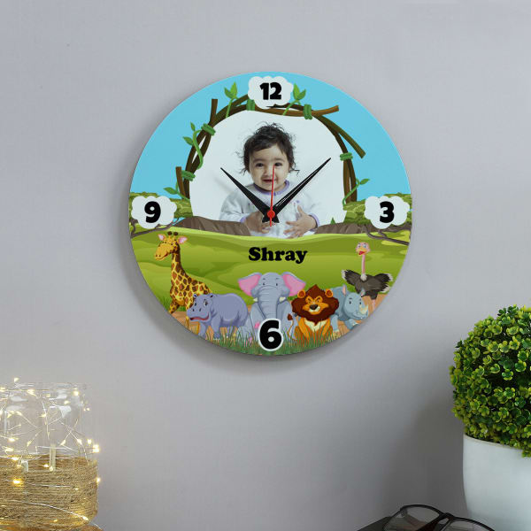 Animal Kingdom Kids Personalized Wooden Wall Clock