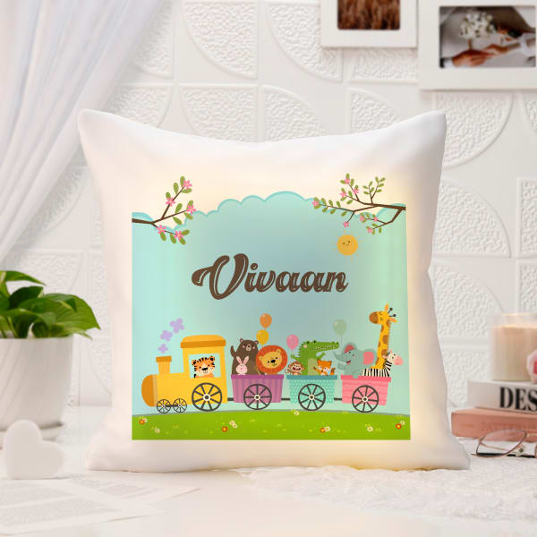 Animal Train Personalized LED Cushion