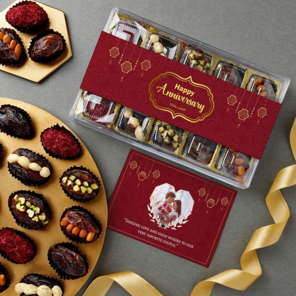 Anniversary Stuffed Dates Box With Personalized Card (Box of 15)