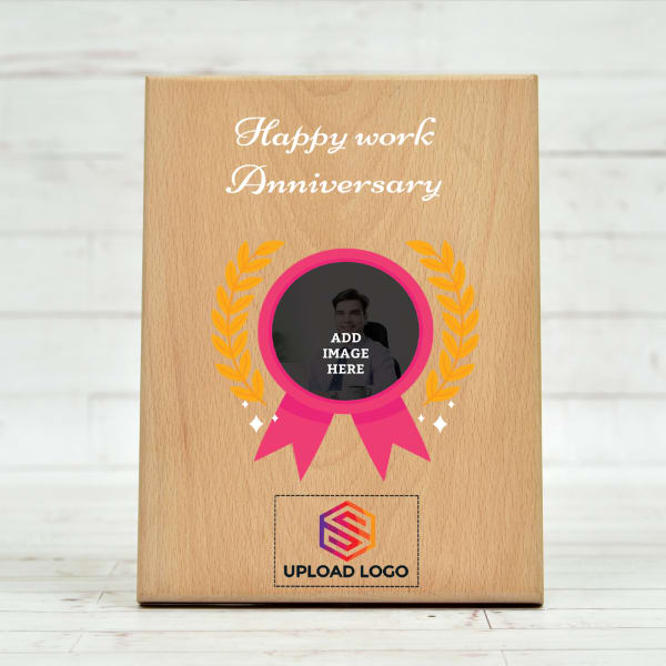 Anniversary Wooden Photo Frame For Employees - Customized With Logo And Image
