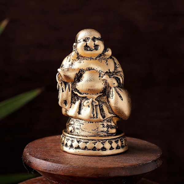 Antique Laughing Buddha Gold Plated Statue