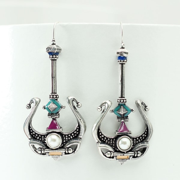 Antique Rajasthani Meenawork Earrings with Pearls
