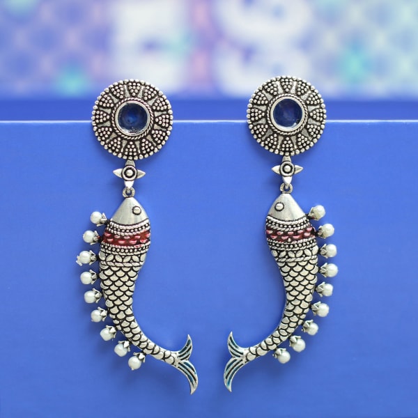 Antique Rajasthani Meenawork & Pearls Handmade Earrings