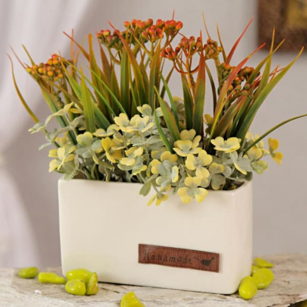 Artificial Flowers with Fillers in Ceramic Pot Gift/Send Home and