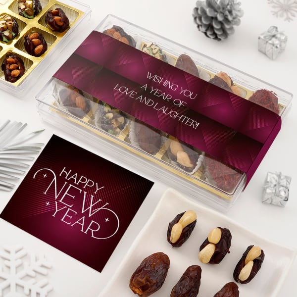 Assorted Dry Fruit Stuffed Dates New Year Selection Box - 15 Pcs