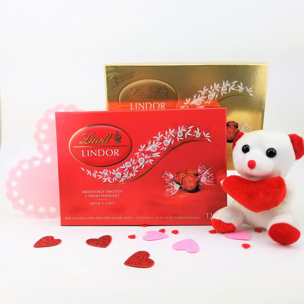 Assorted Lindt Lindor Chocolate Packs with Cute Teddy