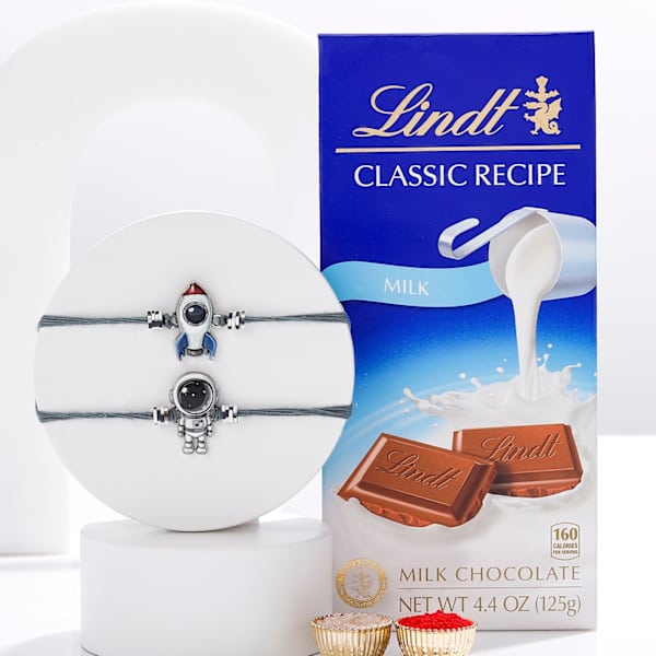 Astronaut And Rocket Rakhi With Lindt Chocolate