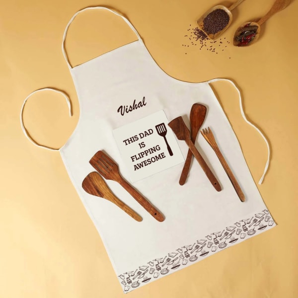 Awesome Dad Personalized Apron And Spatulas
