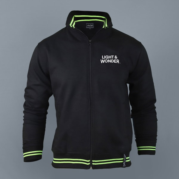 AWG High Neck Zippered Cotton Jacket (Black+Green)