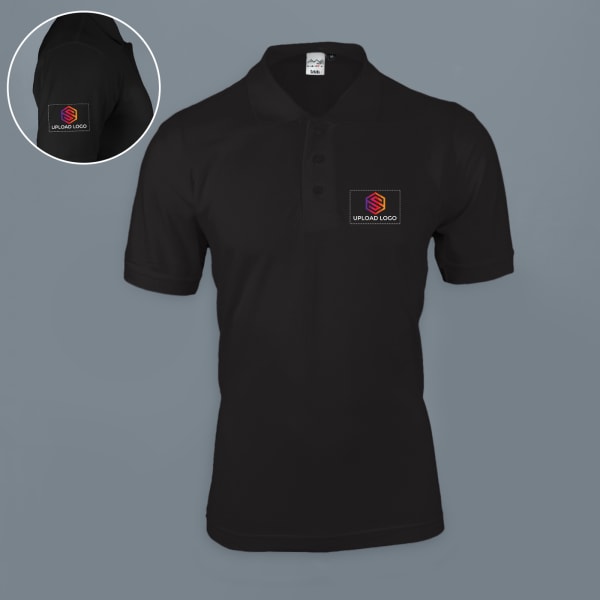 AWG Solid Polo T-shirt for Men (Black)