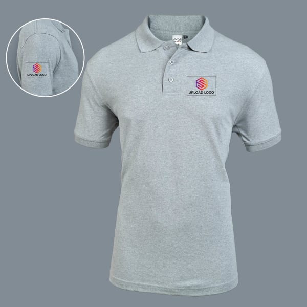 AWG Solid Polo T-shirt for Men (Grey Melange)