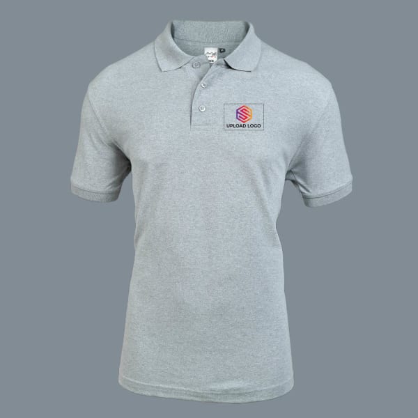AWG Solid Polo T-shirt for Men (Grey Melange)