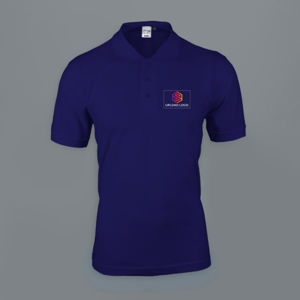 AWG Solid Polo T-shirt for Men (Navy Blue)