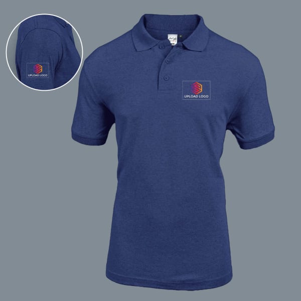 AWG Solid Polo T-shirt for Men (Navy Blue Melange)