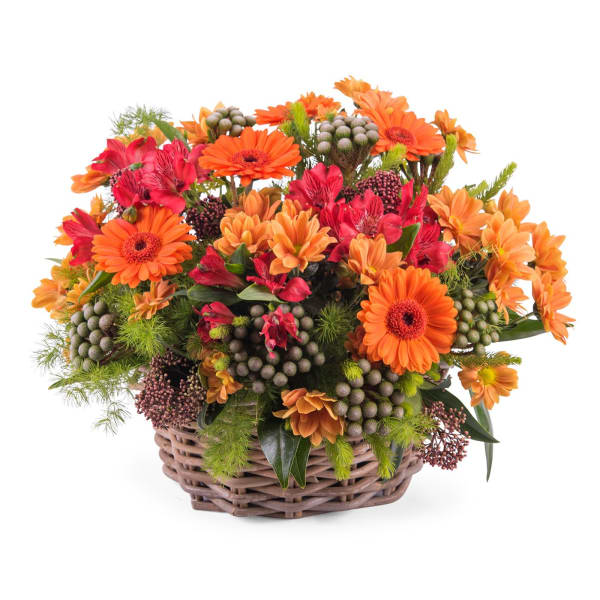 Basket arrangement of mixed flowers