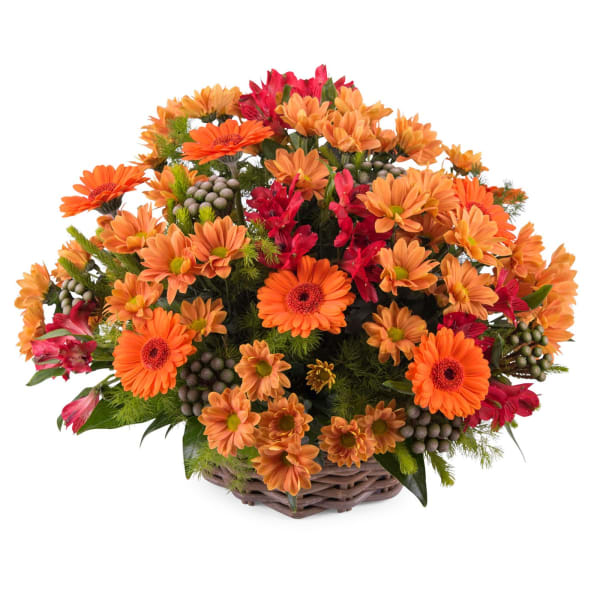 Basket arrangement of mixed flowers