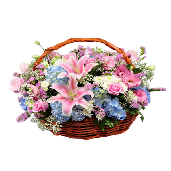 Basket fresh flowers