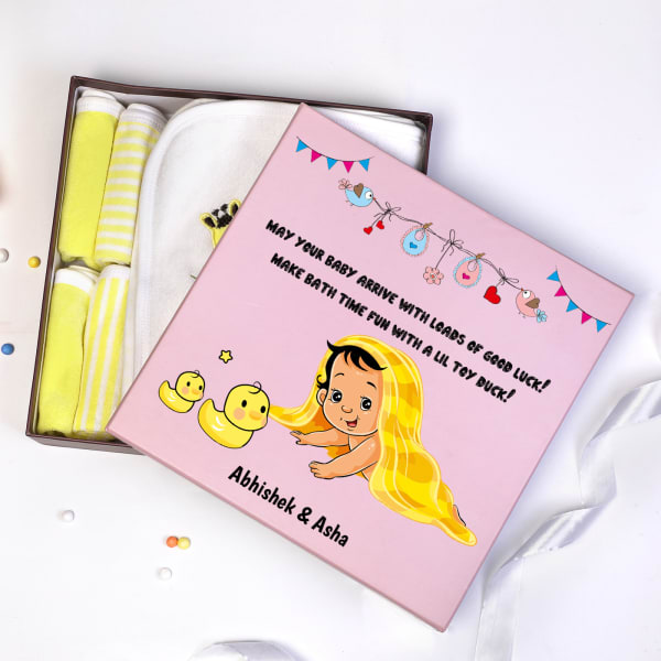 Bath Time Baby Shower Set in Personalized Gift Box (5 Pcs)