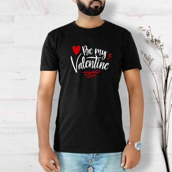 Be My Valentine Cotton T-Shirt in Black