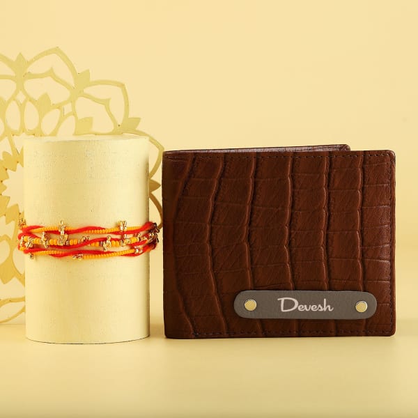 Beaded Rakhi N Personalized Croco Wallet