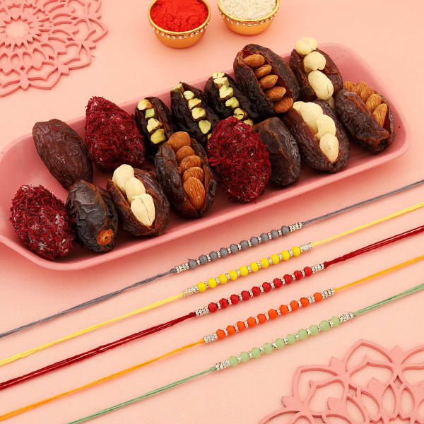 Beads Rakhis With Gourmet Stuffed Dates