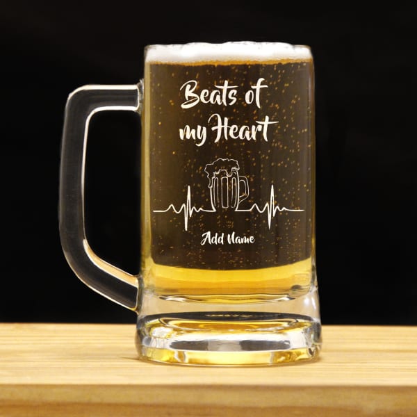 Beats of My Heart Personalized Beer Mug