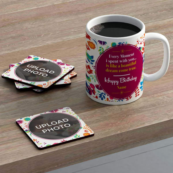 Beautiful Moments Personalized Birthday Mug Coasters combo