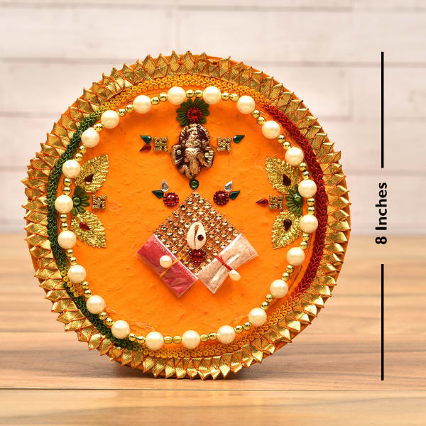 Beautiful Orange Tikka Thali for Bhaidooj