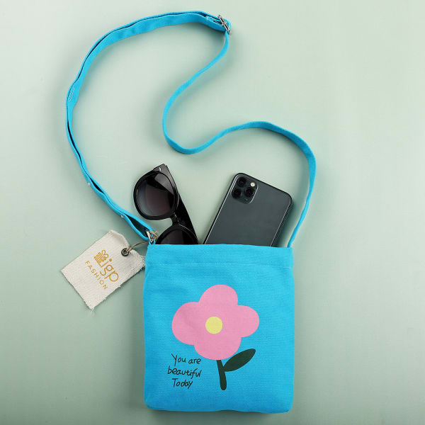 Beautiful Today Canvas Sling Bag - Blue