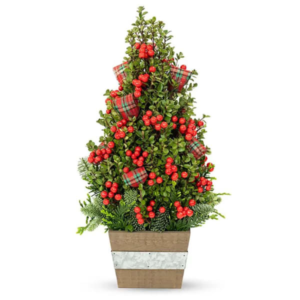 Berries & Boxwood Christmas Tree