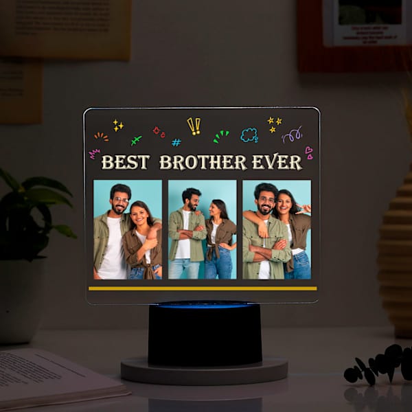 Best Brother Ever Personalized LED Photo Lamp