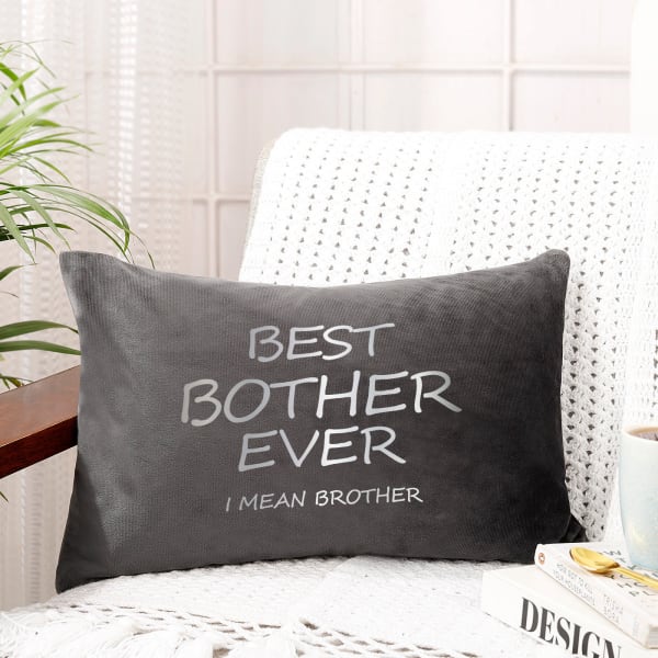 Best Brother Ever Personalized Velvet Cushion - Grey