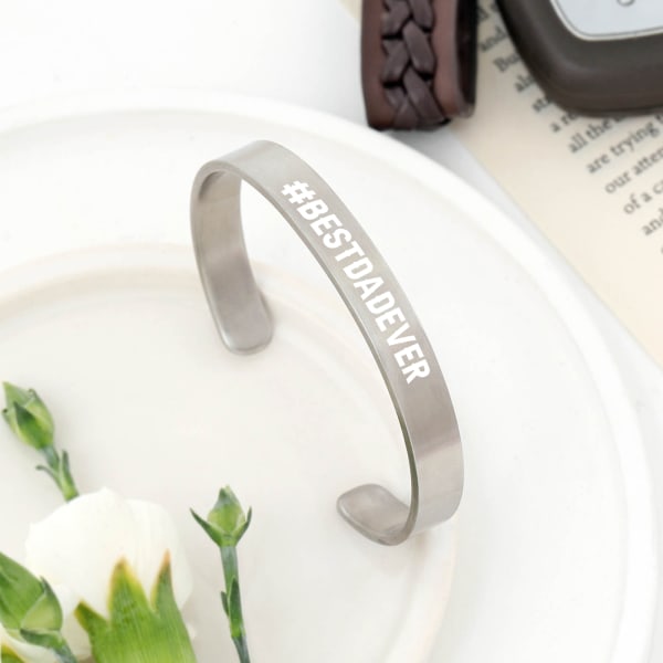 Best Dad Ever Silver Cuff Bracelet