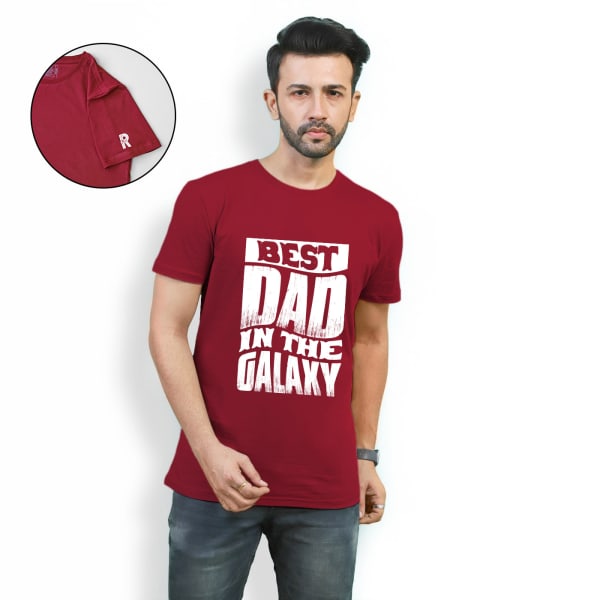 Best Dad In The Galaxy T-shirt - Personalized - Maroon