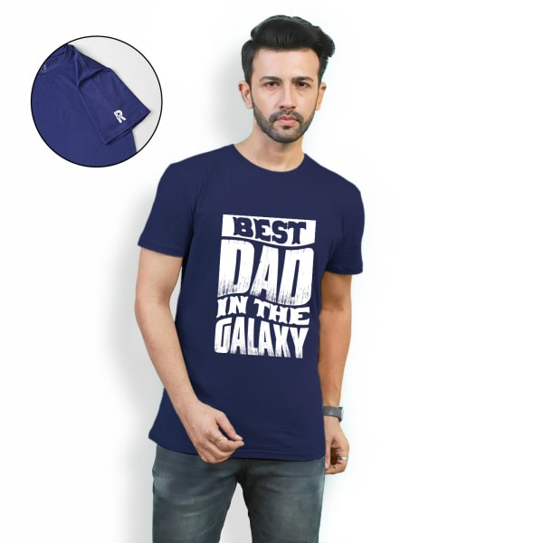 Best Dad In The Galaxy T-shirt - Personalized - Navy Blue