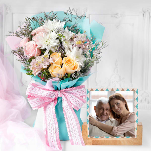Best Dad Personalized Frame And Bouquet Set