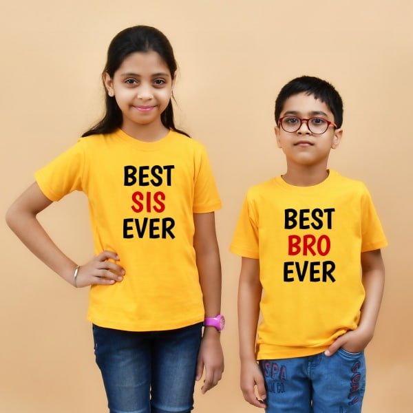 Best Ever Bro and Sis Yellow T-Shirt Combo
