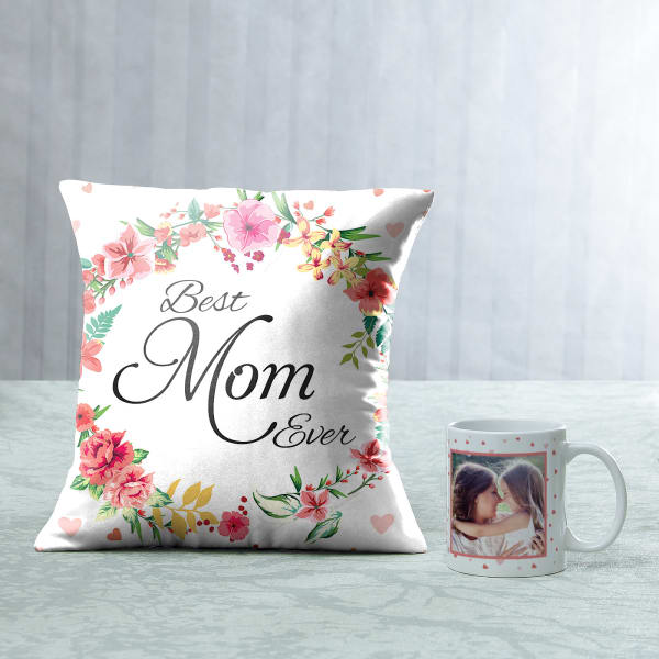 Best Mom Ever Personalized Cushion and Mug Combo
