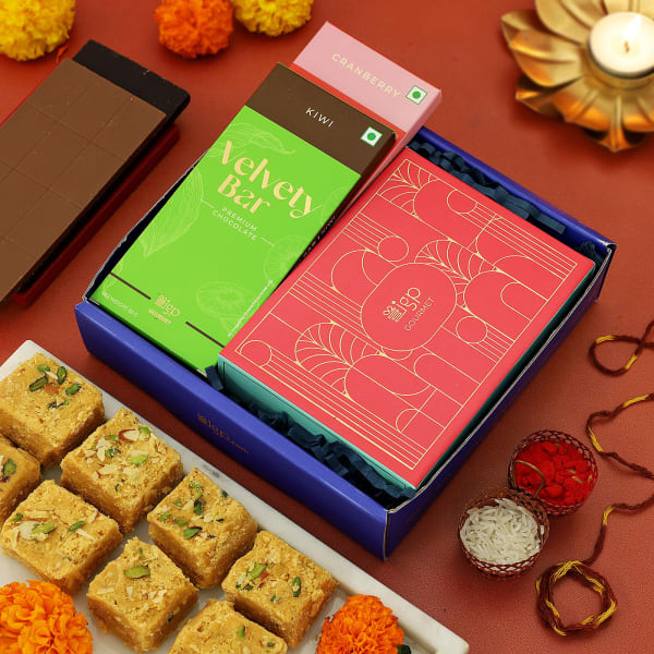 Bhai Dooj Gift Tray With Chocolates And Soan Papdi