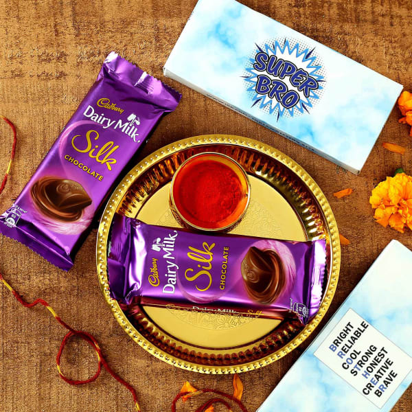 Bhai Dooj Tikka Thali with Customized Chocolate Box