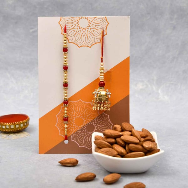 Bhaiya Bhabhi Beads Rakhi with Almonds 100gms