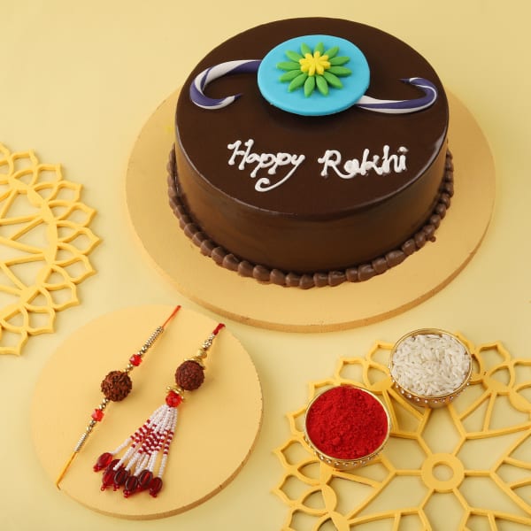 Bhaiya Bhabhi Rakhis with Classic Chocolate cake