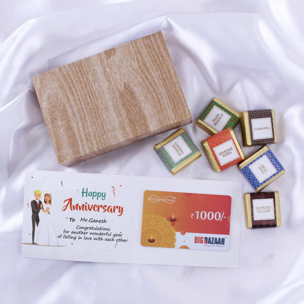 Big Bazaar 1000 INR Personalized Anniversary Gift Card with Chocolates Gift/Send Old Pers Gifts